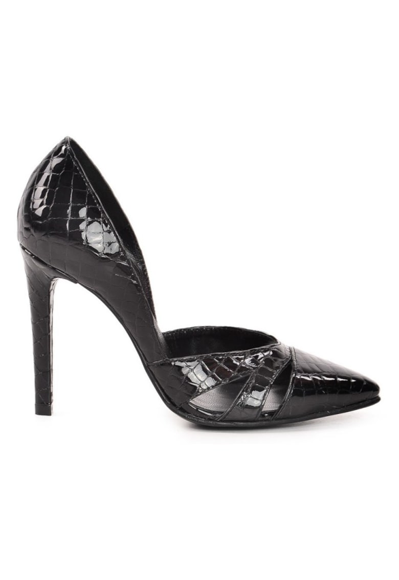 Pantofi stiletto piele naturala Negru Cut Out Glow