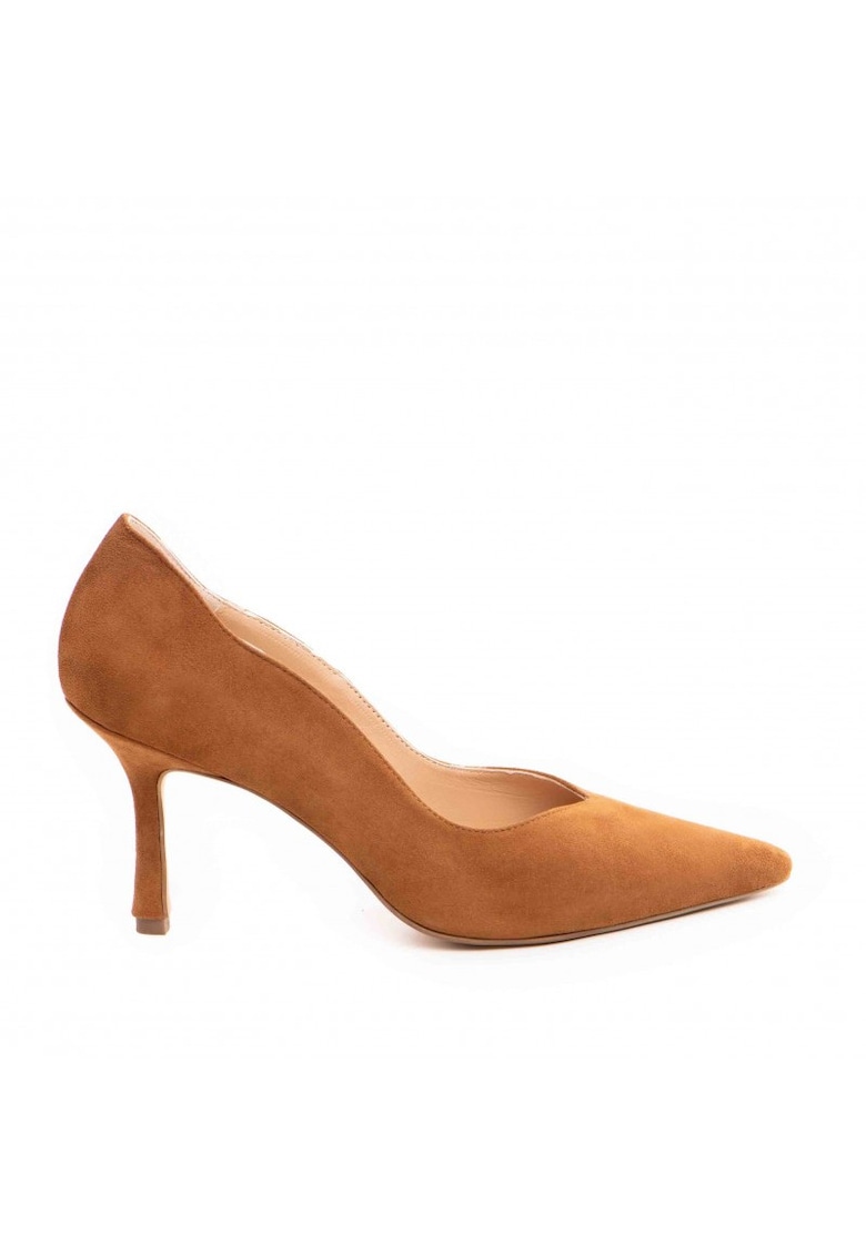 Pantofi stiletto piele naturala Camel Amalia