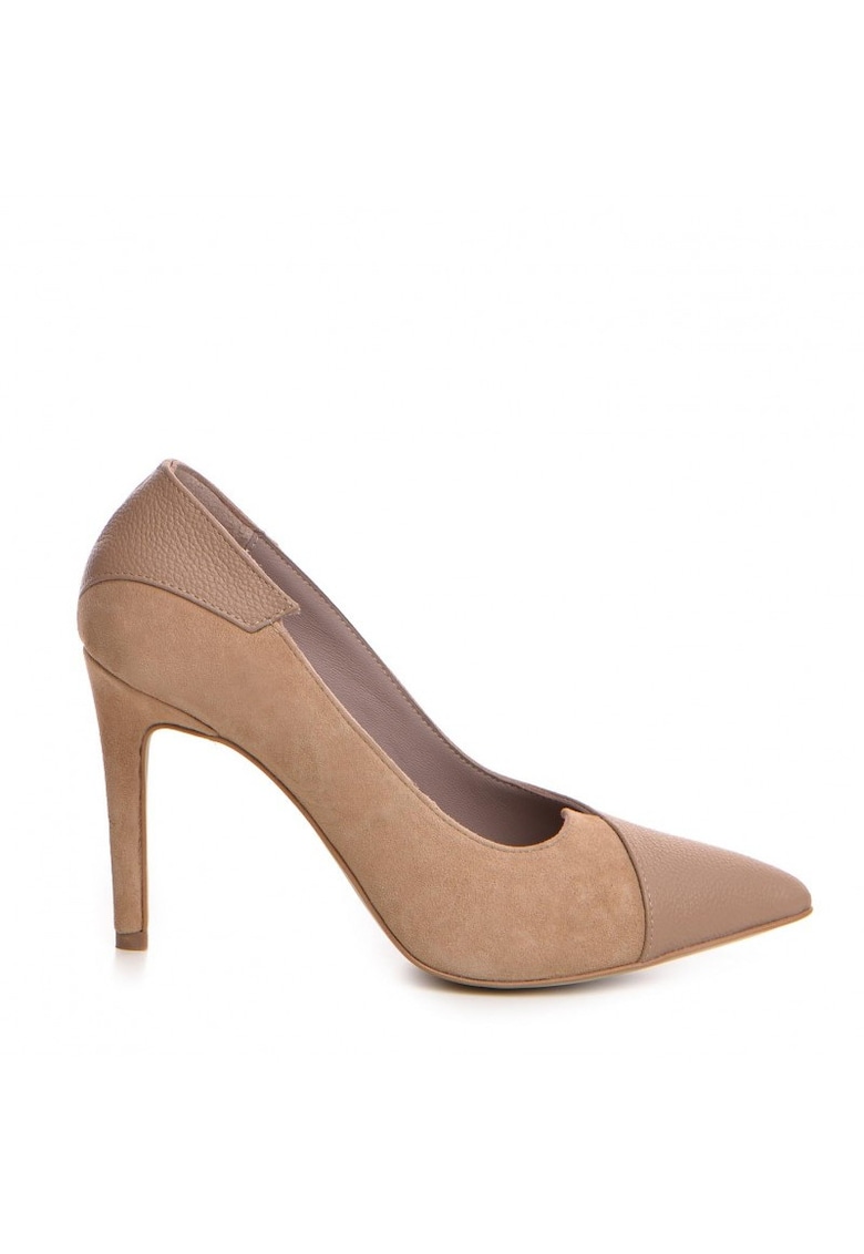 Pantofi stiletto piele naturala Cappuccino Selma