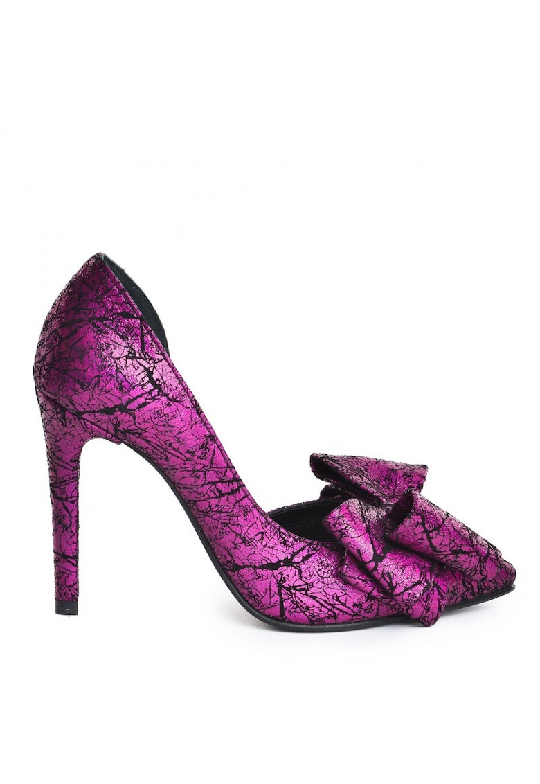 Pantofi stiletto piele naturala Magenta Vintage Cut
