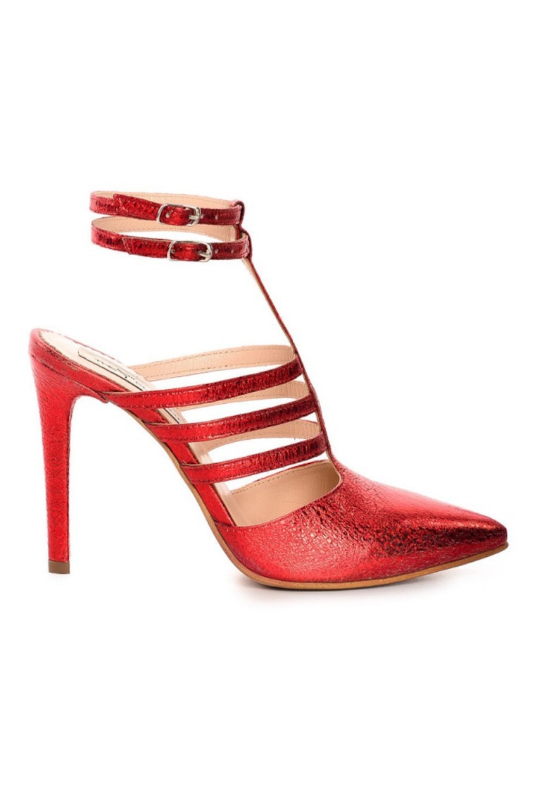 Pantofi stiletto piele naturala Rosu Multi Strap