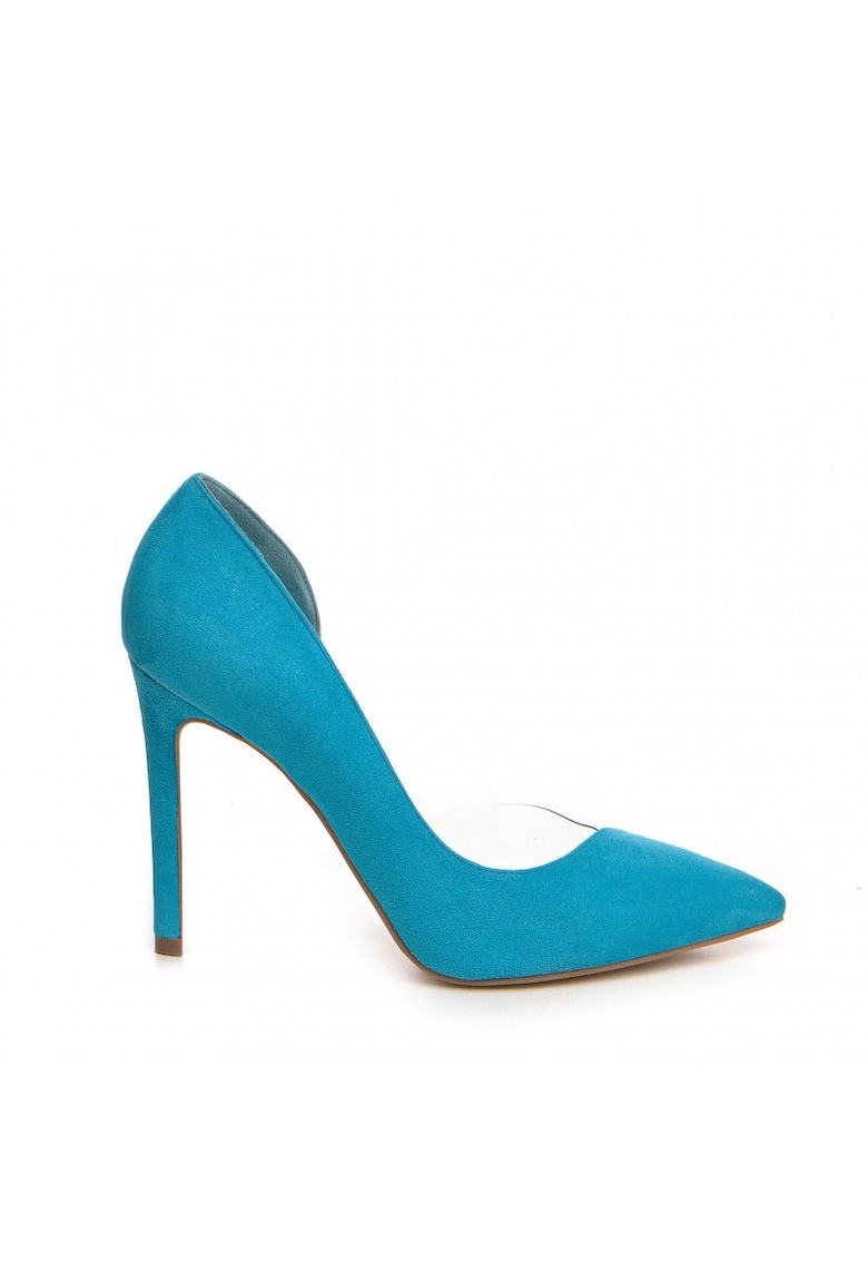 Pantofi stiletto piele naturala Turcoaz Leila