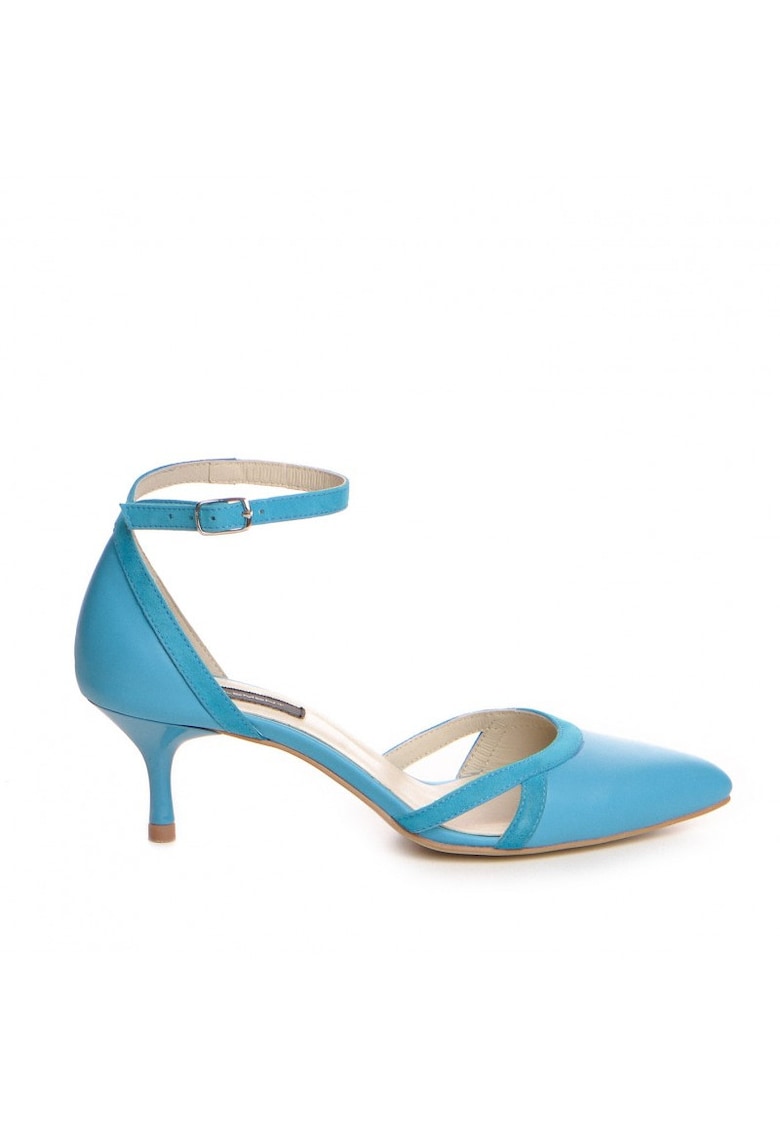 Pantofi stiletto piele naturala Turcoaz Cassandra