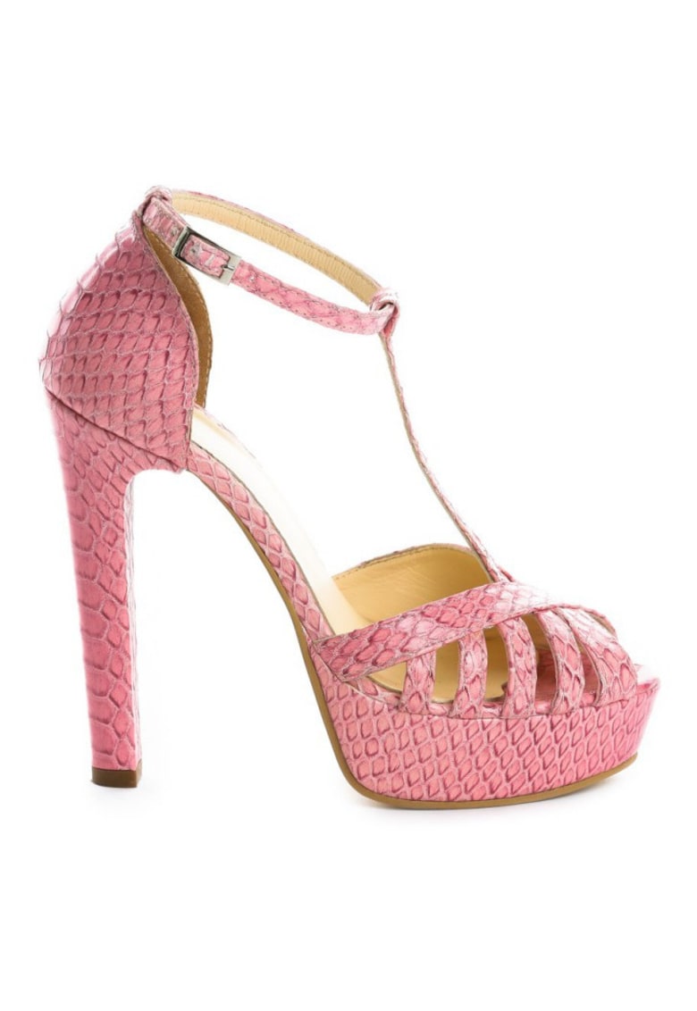 Sandale cu platforma piele naturala Pink Rendez Vous