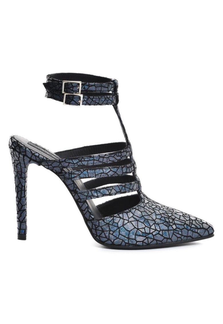 Pantofi stiletto piele naturala Bleumarin Multi Strap