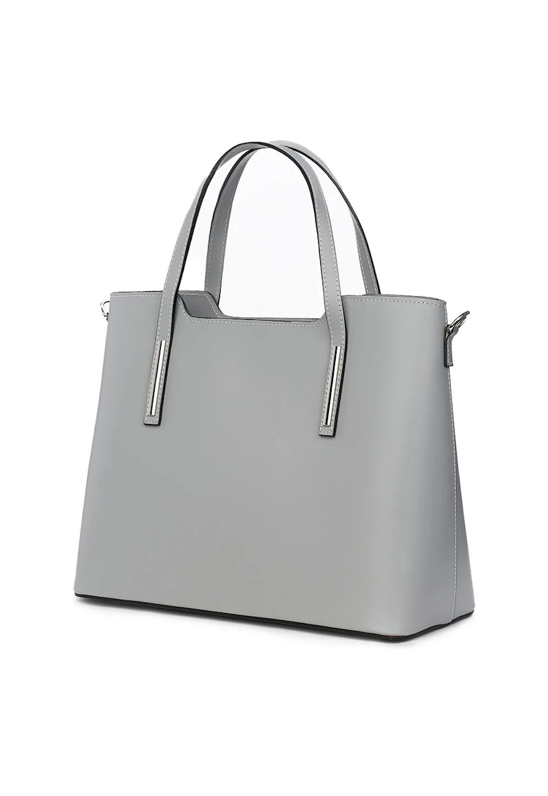 Geantă dama din piele Ligia - gri - 27x37x15cm - cu două compartimente