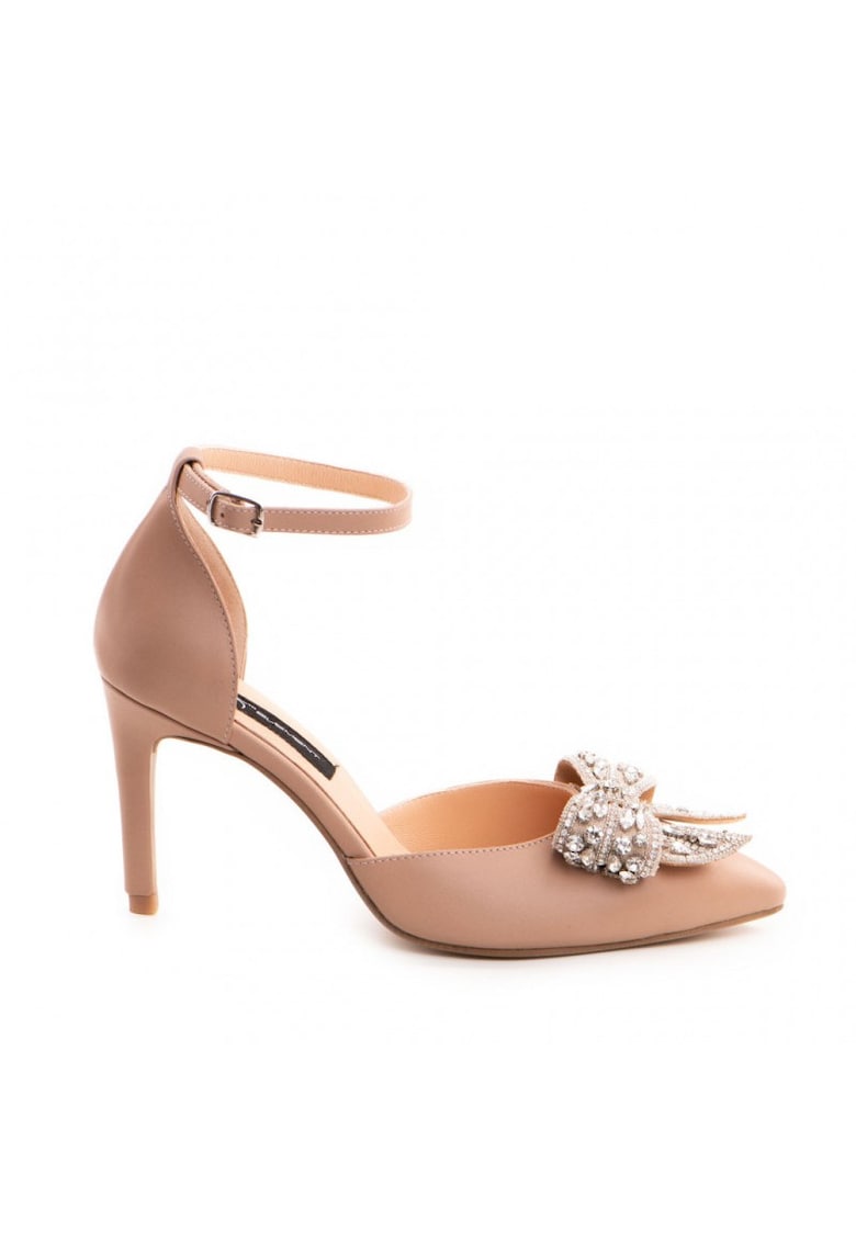 Pantofi Piele Naturala Dama Bej Cristal
