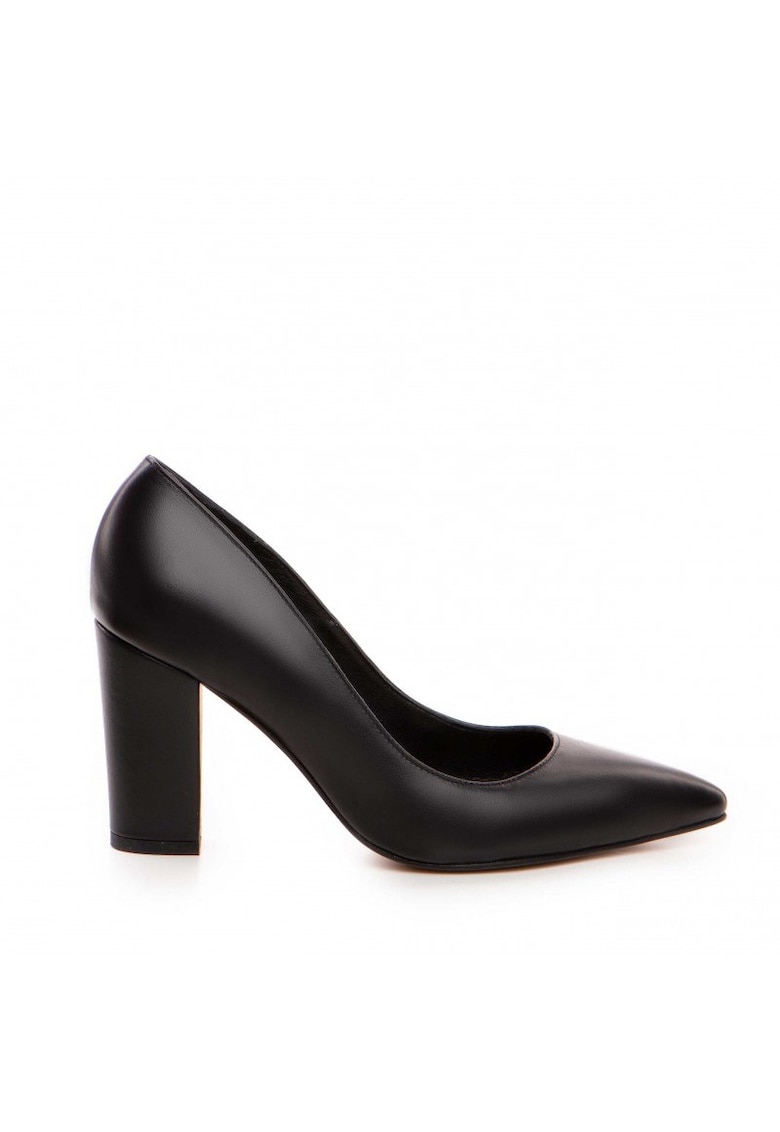 Pantofi dama Stiletto Block Negru Piele Naturala