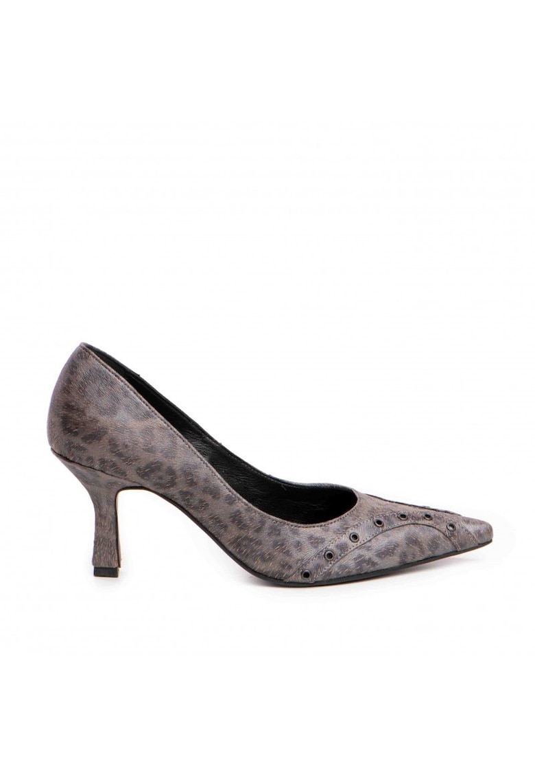 Pantofi stiletto piele naturala Gri Doja