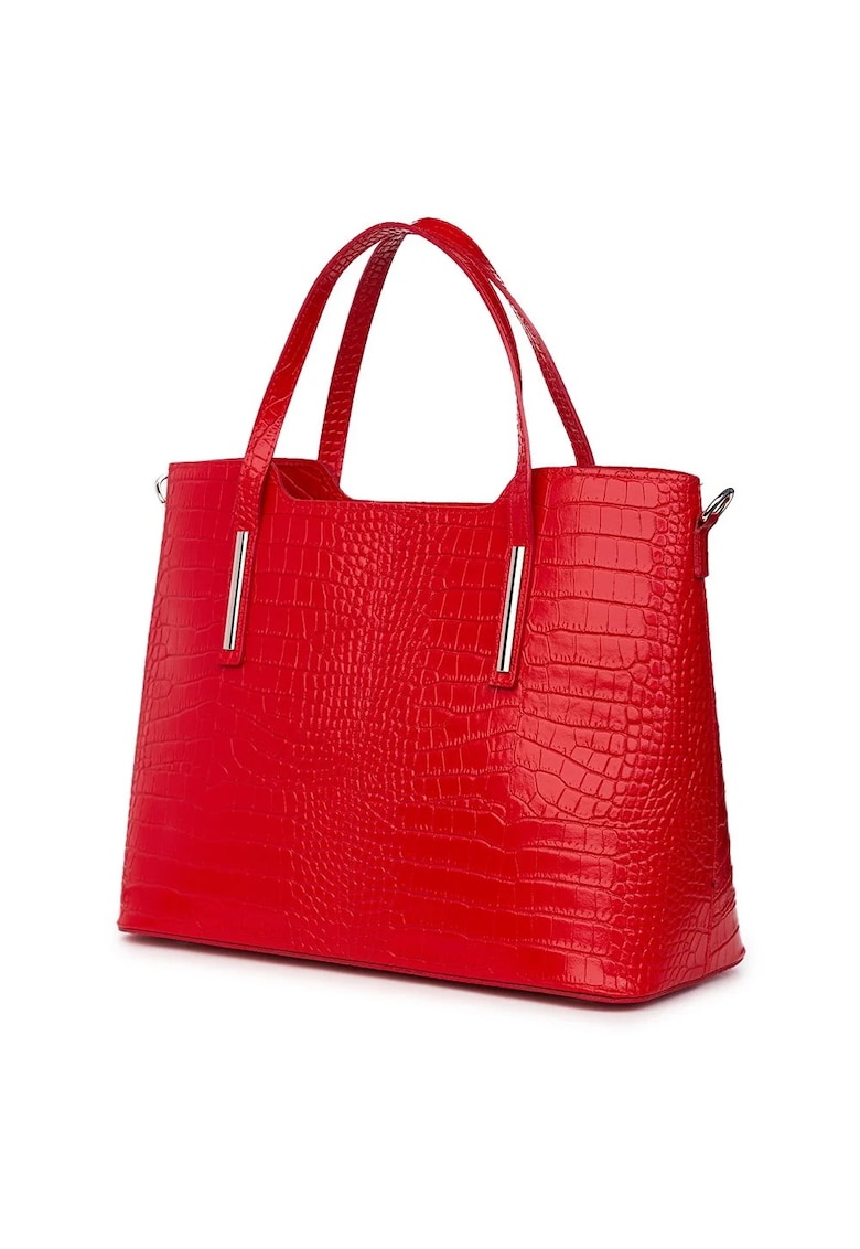 Geanta din piele naturala Carolina - rosie - 27x37x15cm - model de mana/de umar