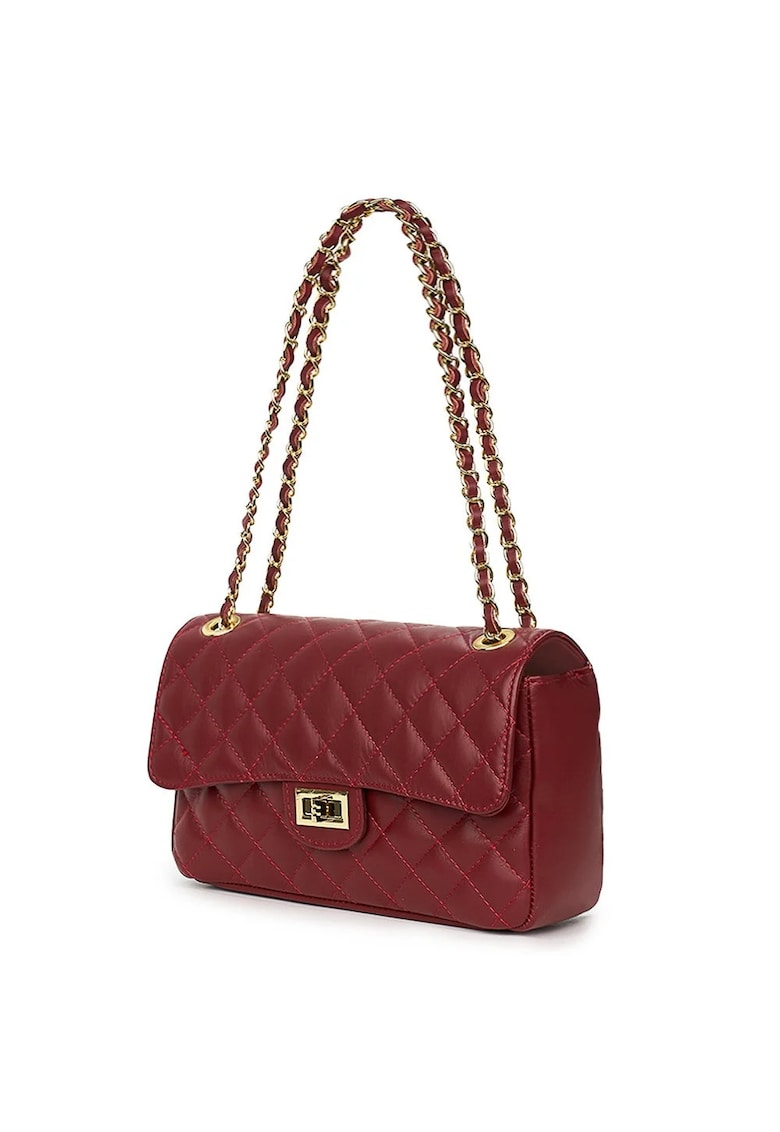 Poseta din piele matlasata Angela - Visiniu