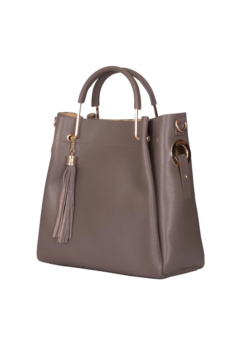 Geantă dama piele naturală Fabiana - bej - 3 compartimente - 32x32x15cm