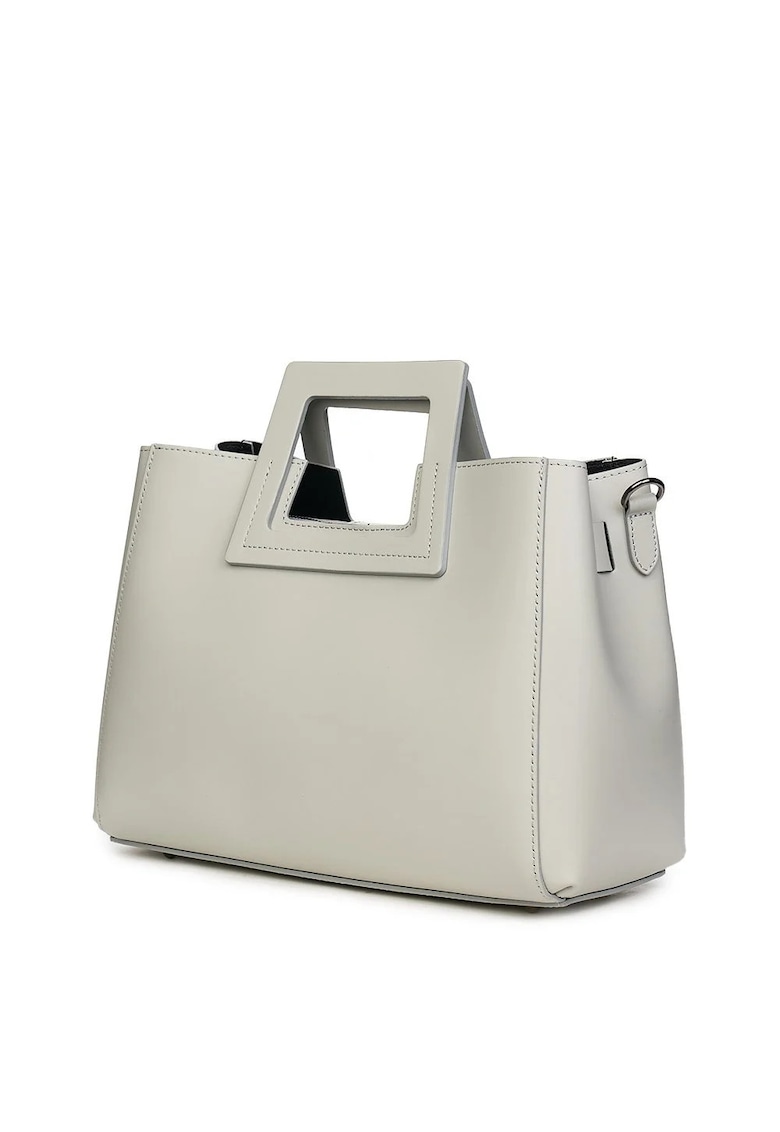 Geantă dama - Armina - piele naturală - gri - 21x32x10cm