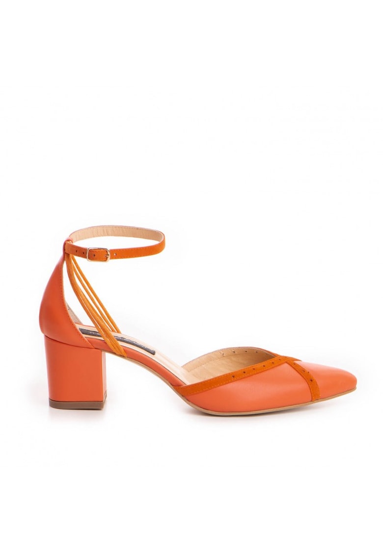 Pantofi Stiletto Piele Naturala Portocaliu Rihanna