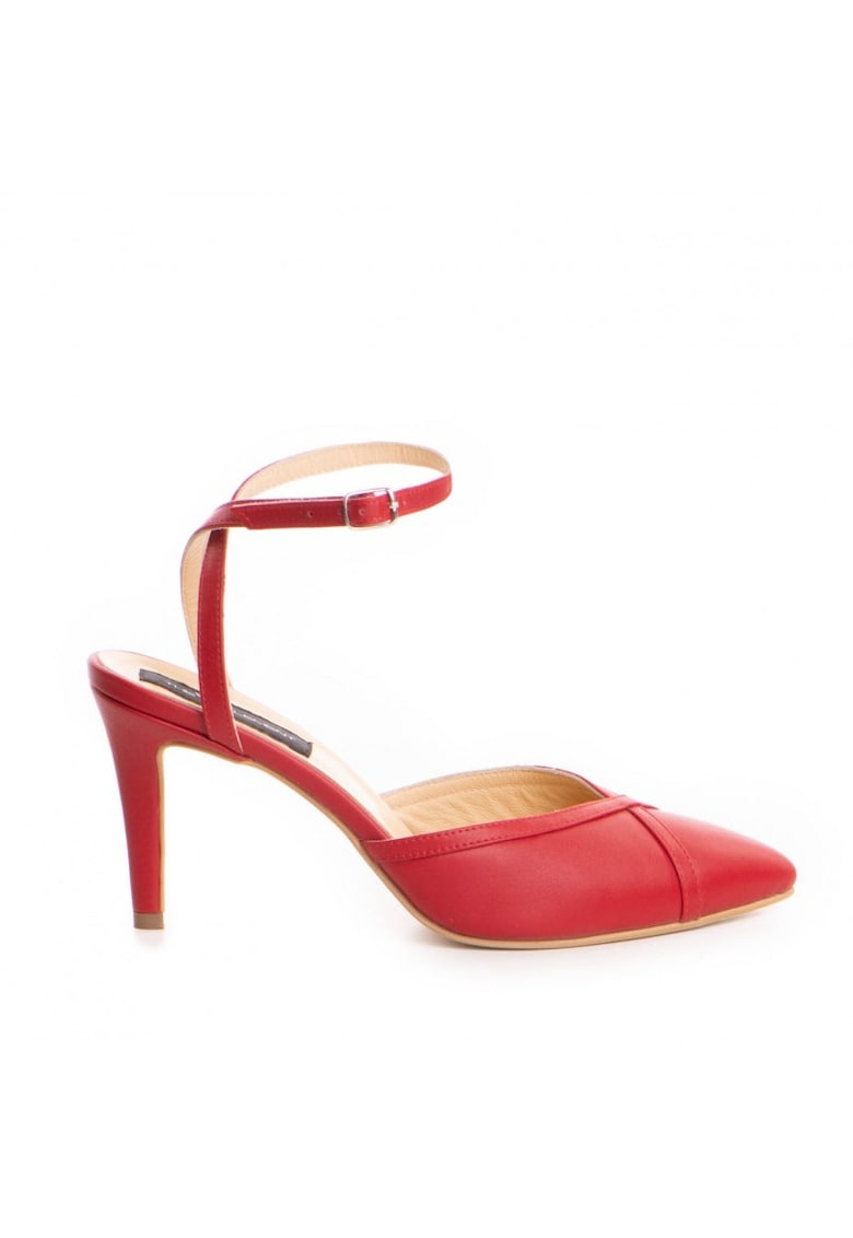Pantofi stiletto piele naturala Rosu Vivian