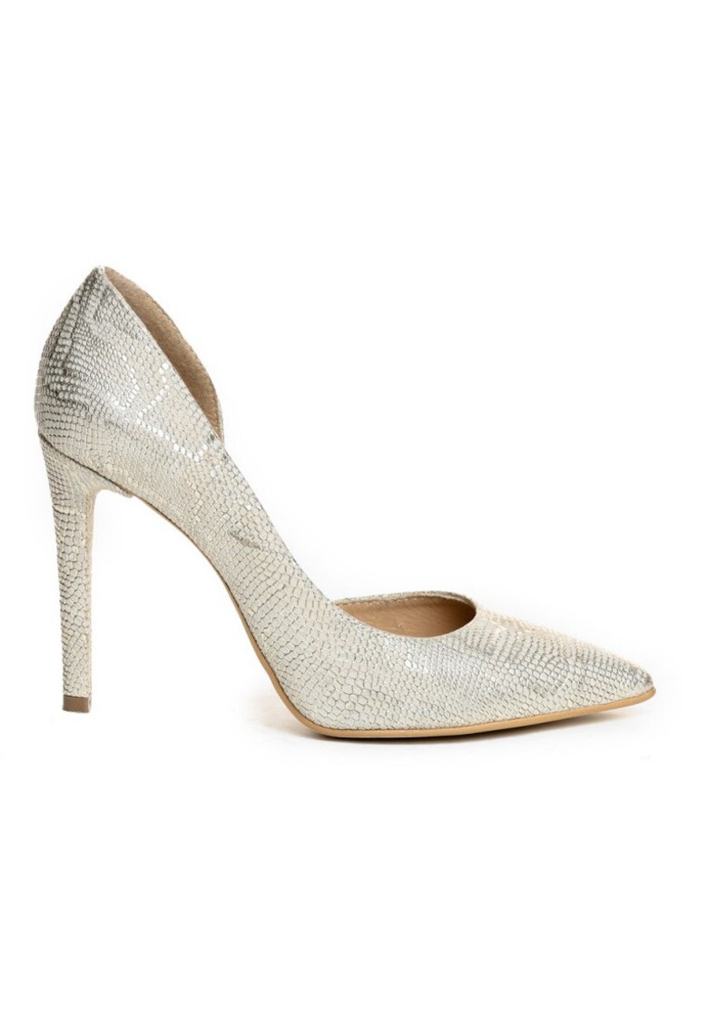 Pantofi Stiletto Piele Naturala Nude Gold Cut