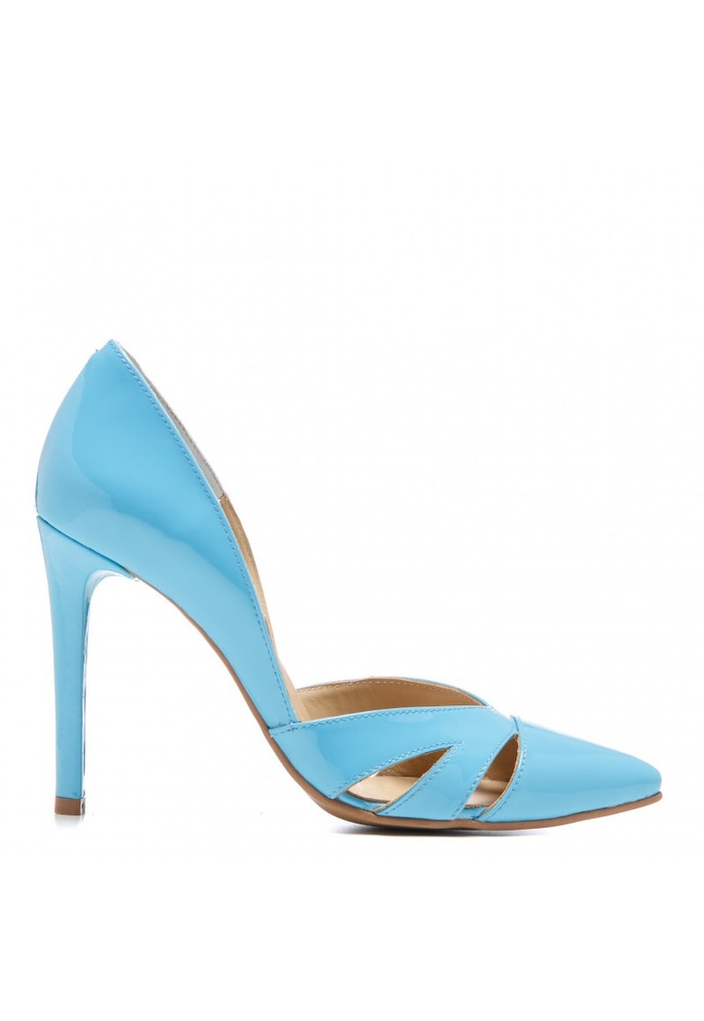 Pantofi stiletto piele naturala Bleu Cut Out