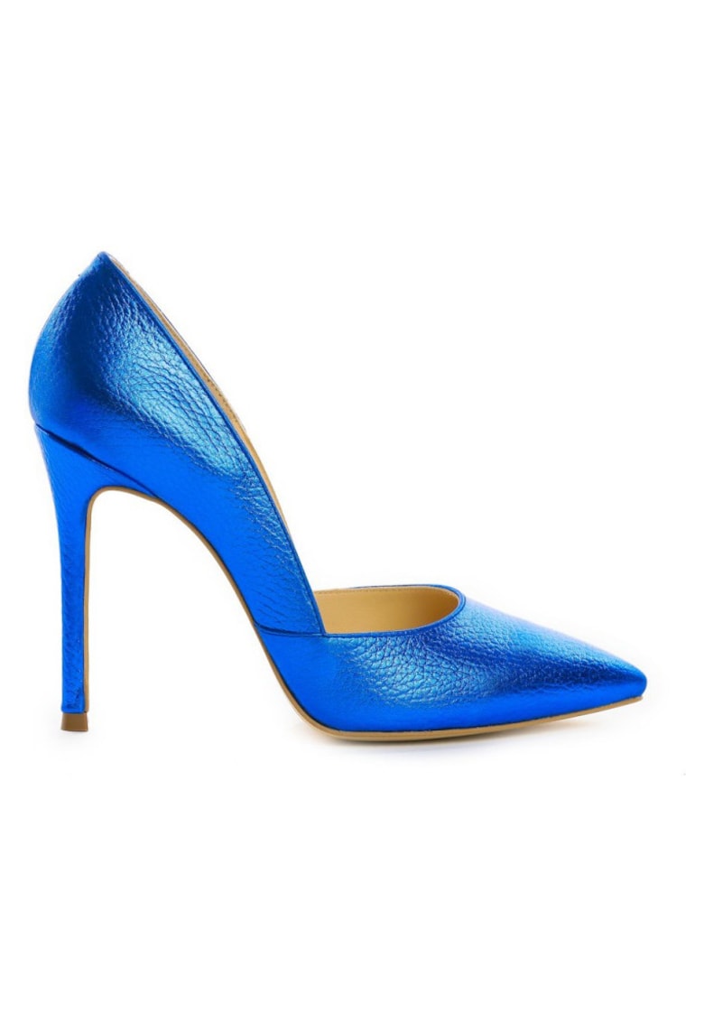 Pantofi stiletto piele naturala Albastru Electric
