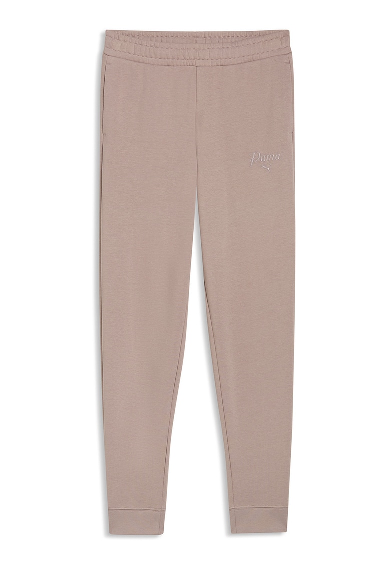 Pantaloni uni de trening din amestec de bumbac - Roz prafuit