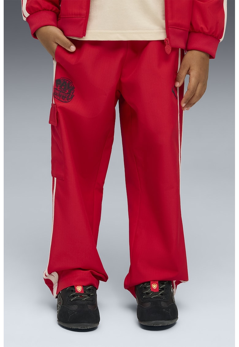 Pantaloni cargo de trening cu tematica Paw Patrol - Rosu/Alb murdar