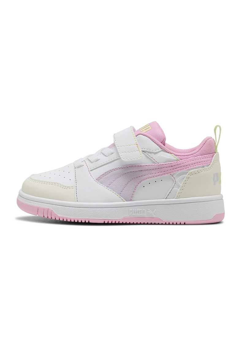 Pantofi sport Rebound V6 de piele ecologica cu velcro - Roz pastel/Alb optic
