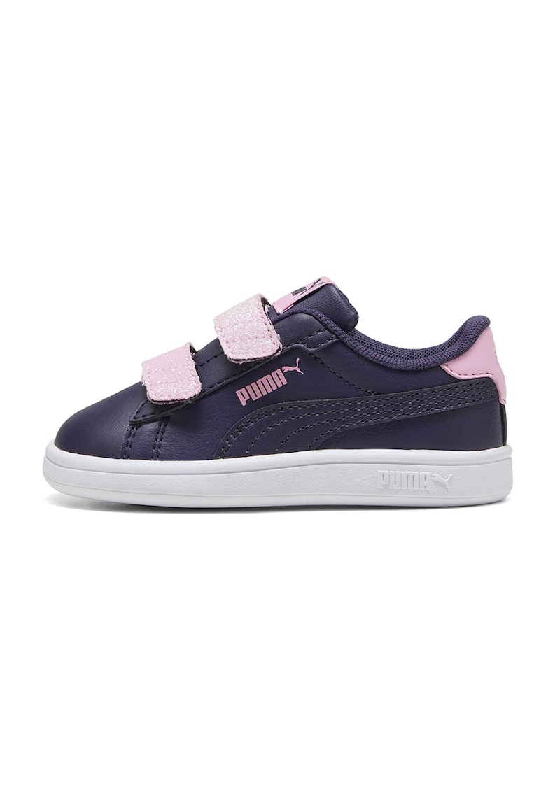 Pantofi sport Smash 3.0 de piele ecologica cu velcro si particule stralucitoare - Violet aubergine/Roz