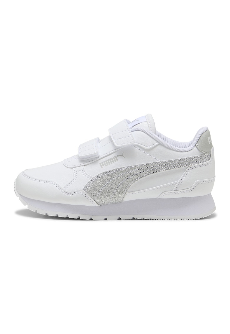 Pantofi sport ST Runner v4 SL Glitter cu velcro - Alb/Argintiu