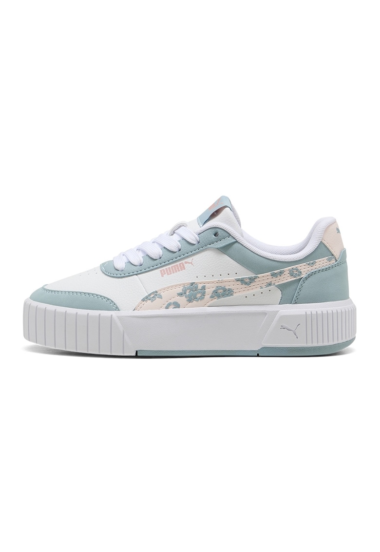 Pantofi sport Carina Mia de piele ecologica cu imprimeu floral - Alb/Gri cenusiu