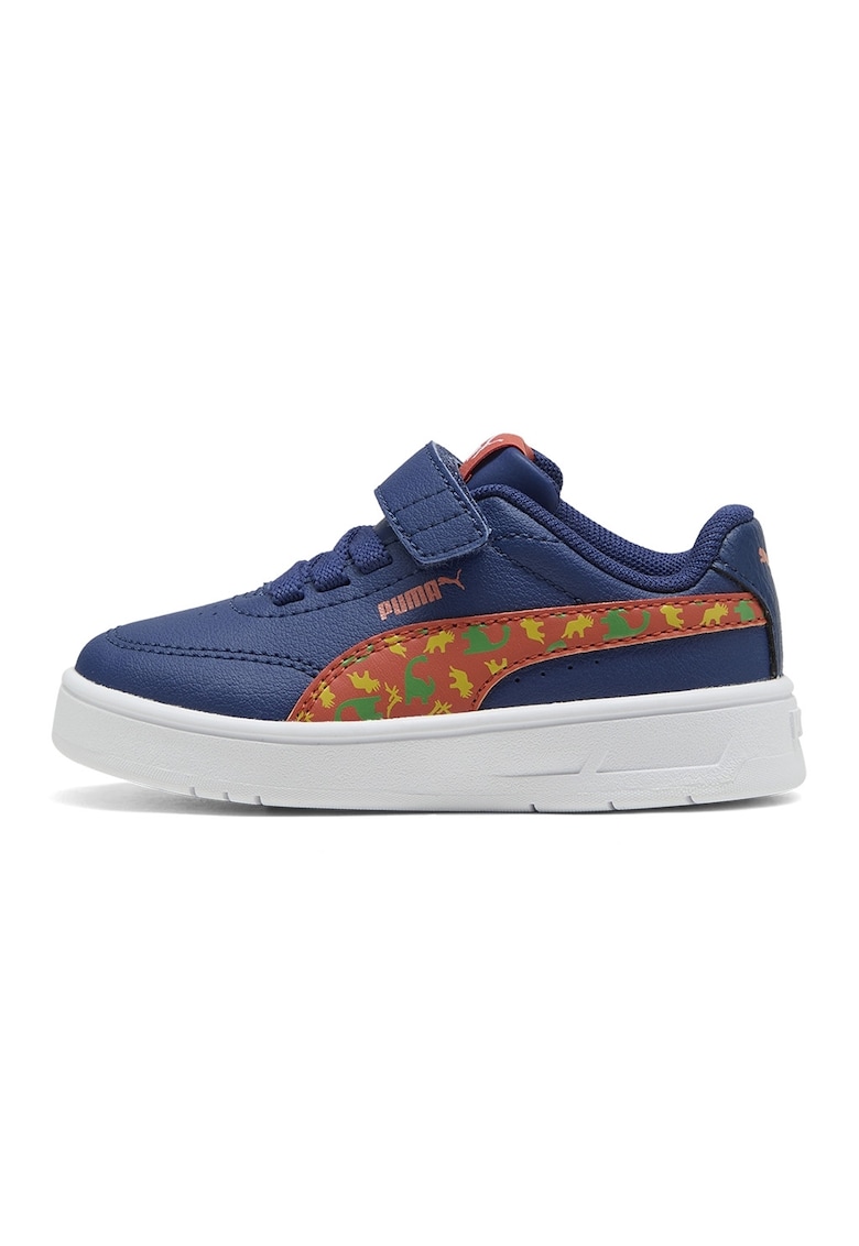 Pantofi sport Court Classic de piele ecologica cu imprimeu grafic - Albastru inchis/Portocaliu dovleac