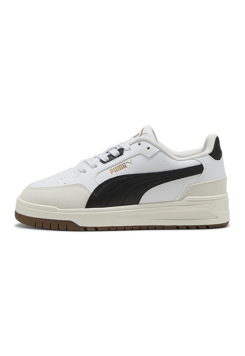 Pantofi sport Shuffle Downtown de piele ecologica cu garnituri de piele intoarsa - Alb/Negru/Bej