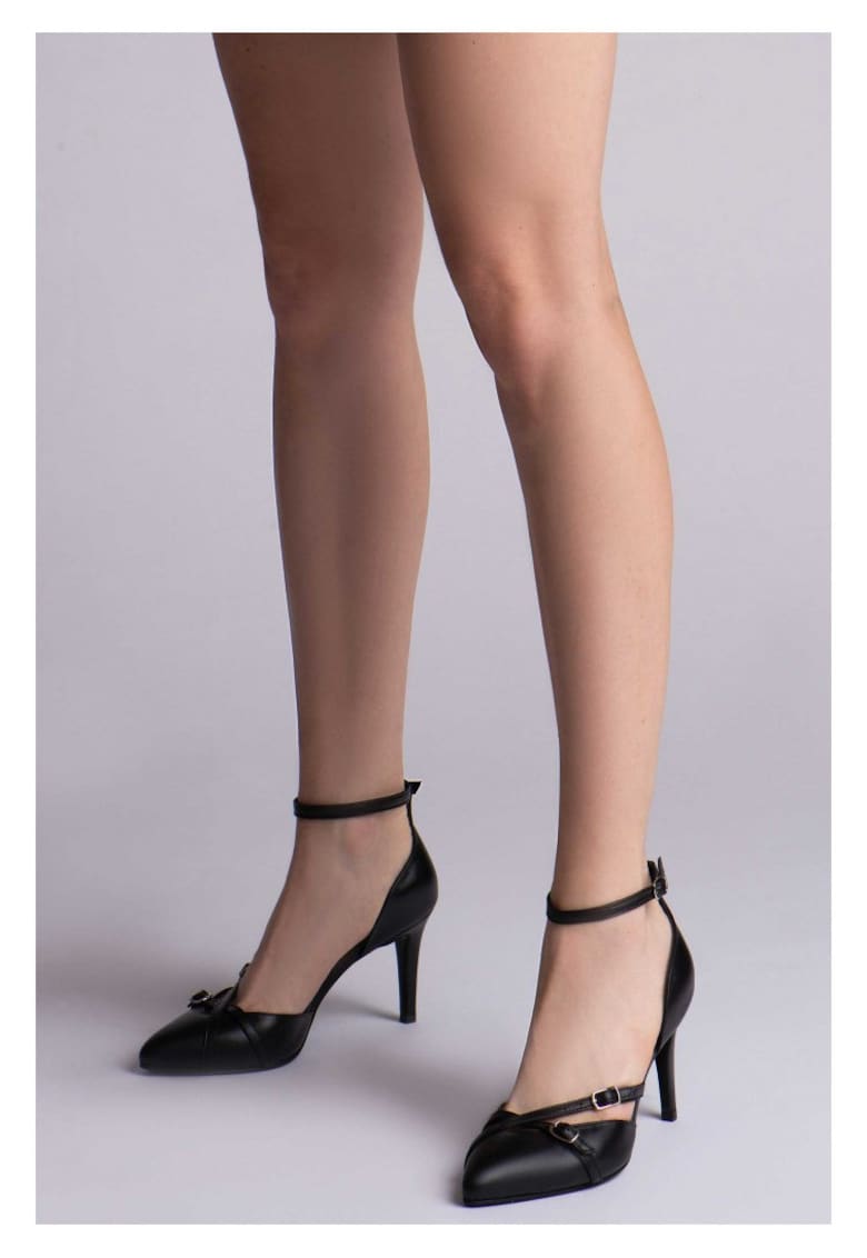 Pantofi stiletto piele naturala Negru Iza