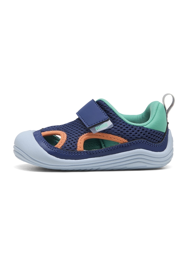 Sandale din material textil cu velcro Kitten Summer - Albastru inchis/Portocaliu mandarina/Albastru petrol