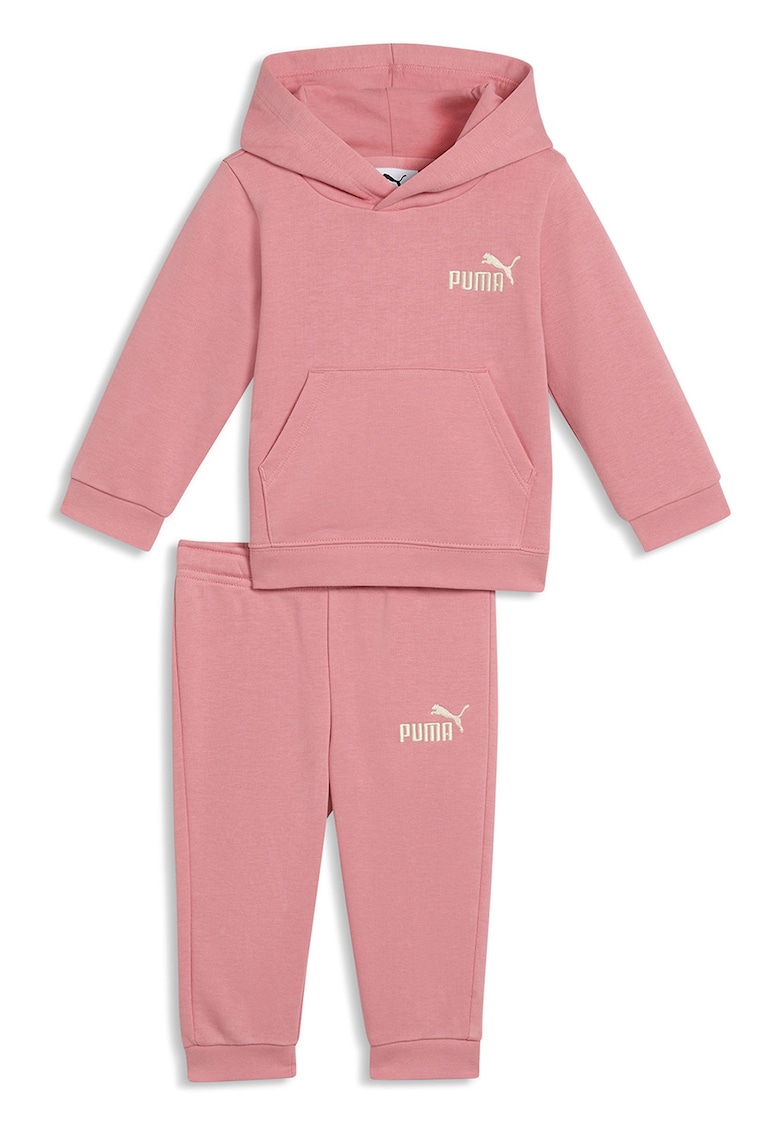 Trening cu buzunar kangaroo si logo brodat - Roz