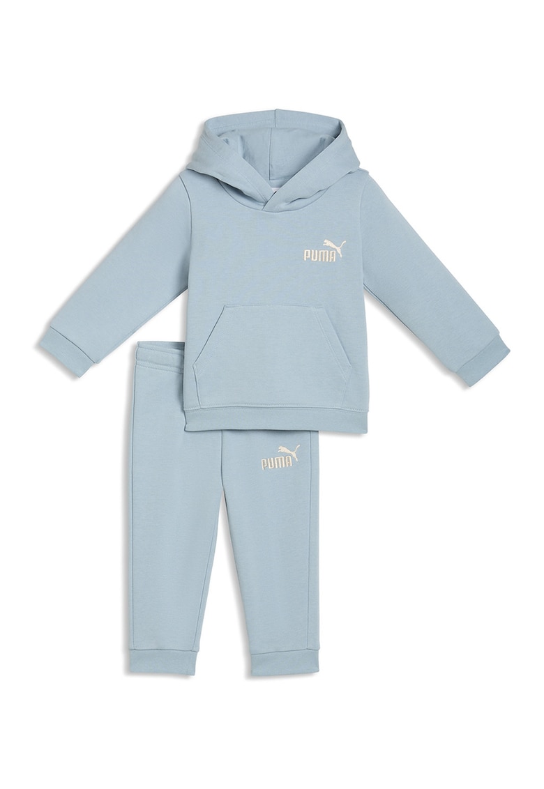 Trening cu buzunar kangaroo si logo brodat - Albastru prafuit