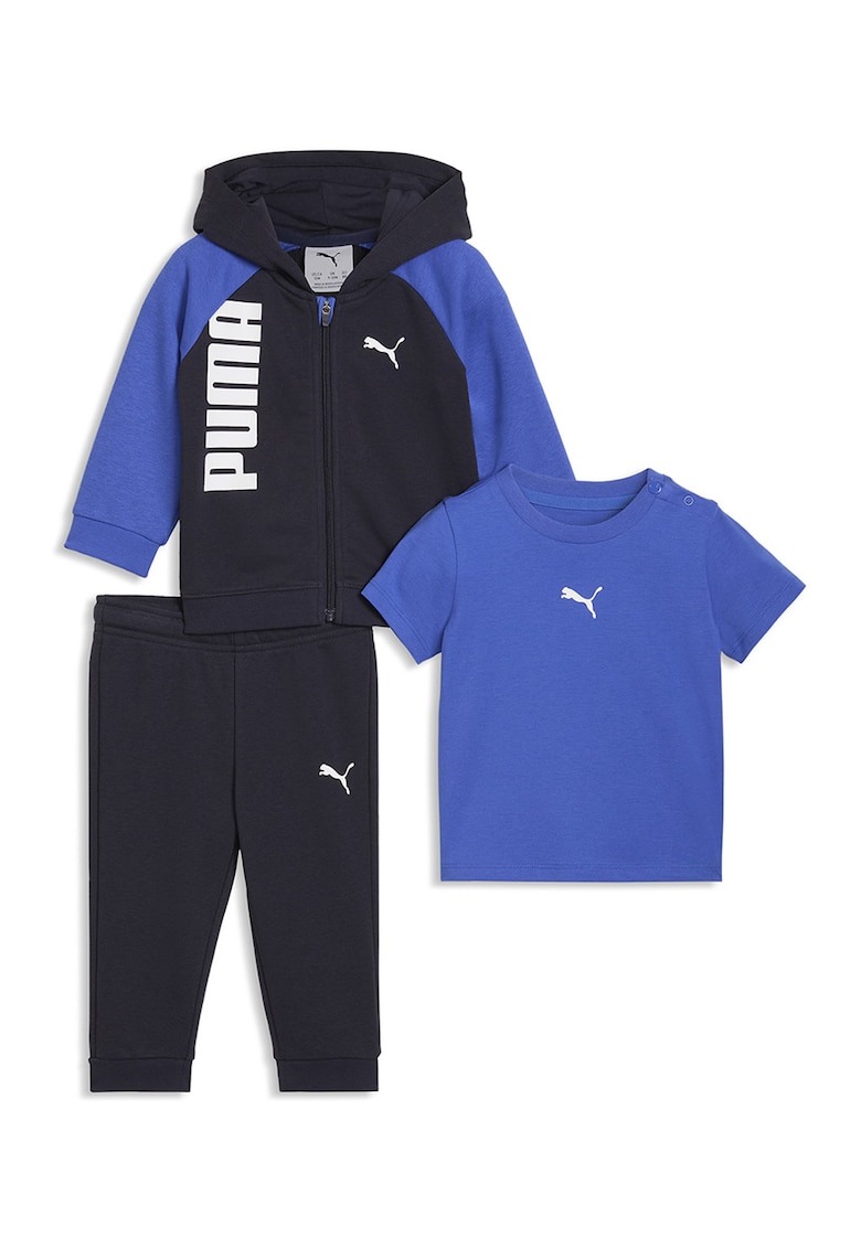 Set de trening cu fermoar - tricou si imprimeu logo - 3 piese - Albastru ultramarin/Albastru royal