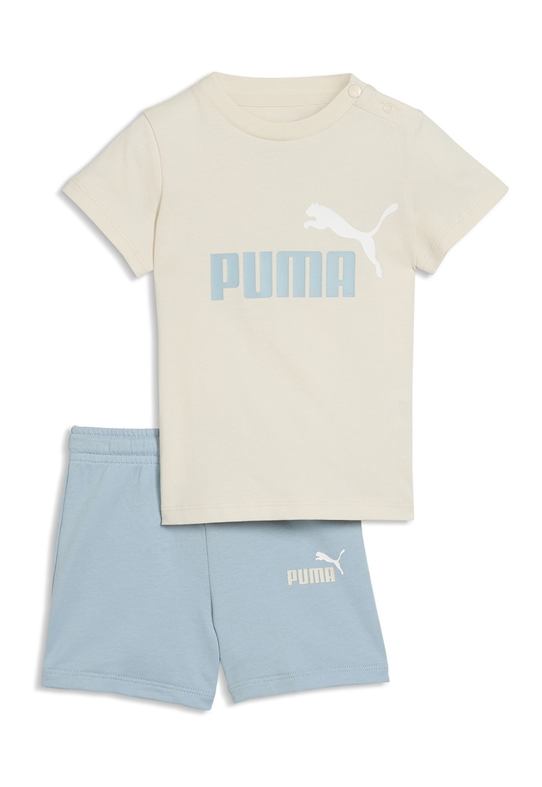 Set de tricou si pantaloni scurti Minicats - Albastru pastel/Bej deschis