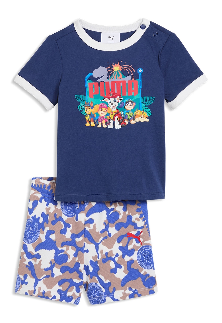 Set de pantaloni scurti si tricou cu design Paw Patrol - 2 piese - Rosu/Albastru inchis