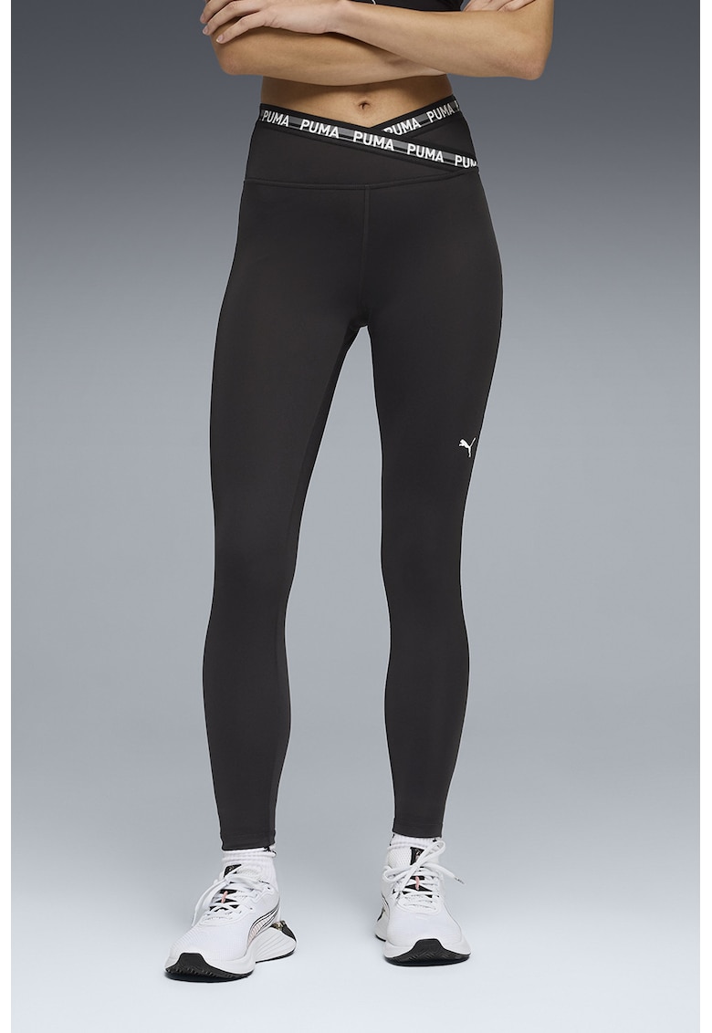 Colanti cu banda logo in talie pentru fitness Strong Cross - Negru