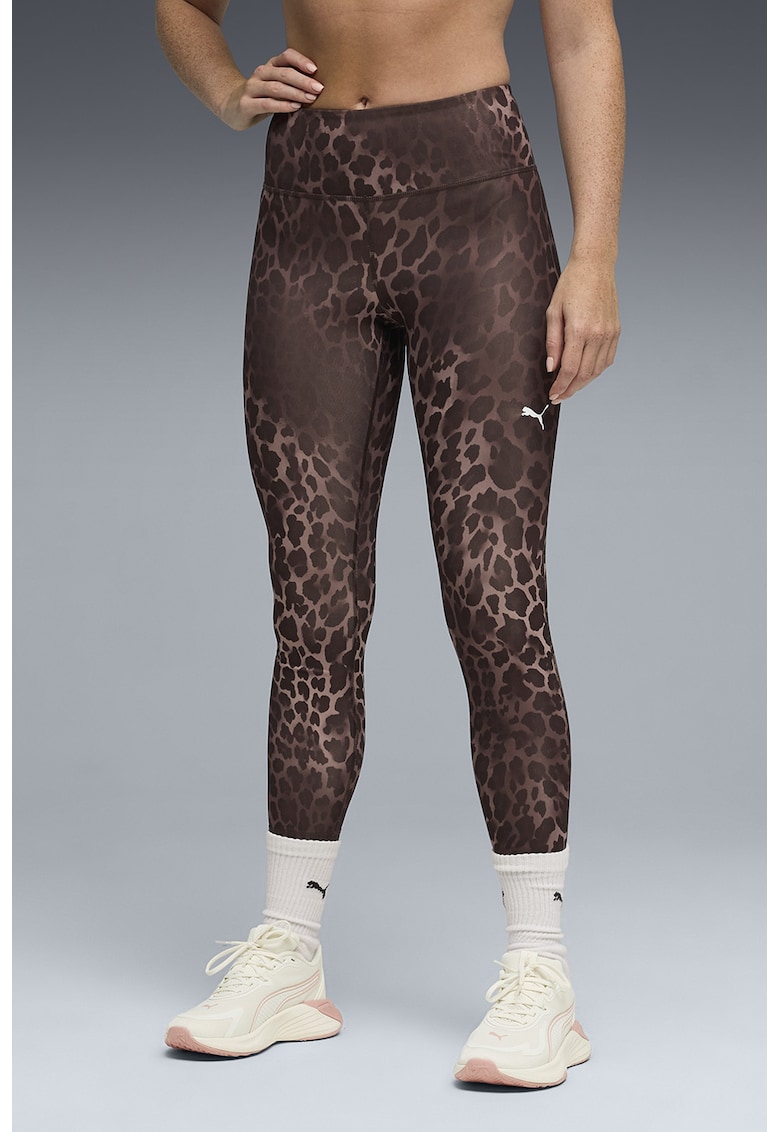 Colanti cu animal print pentru fitness Essential Spotted Haze - Maro inchis