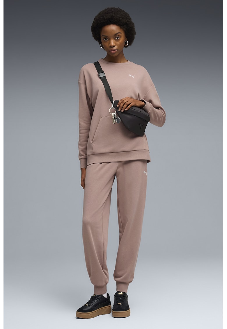 Trening relaxed fit cu buzunar kangaroo - Roz prafuit