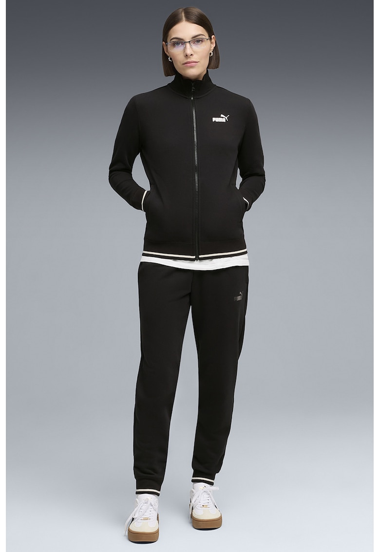 Trening lung slim fit cu fermoar - Negru