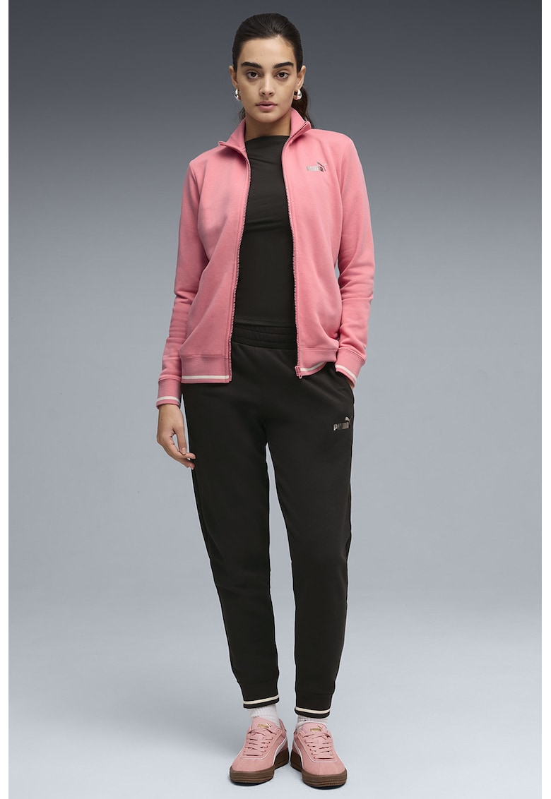 Trening lung slim fit cu fermoar - Negru/Roz