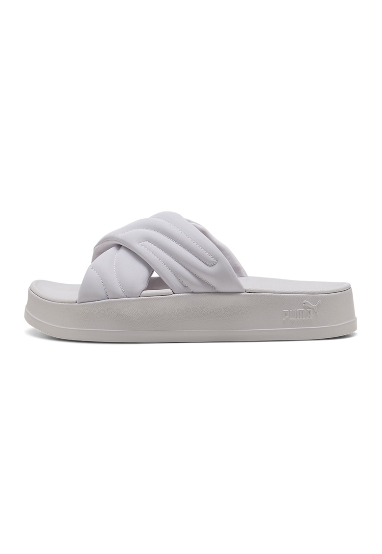Papuci flatform cu bareta pufoasa Leadcat - Alb murdar