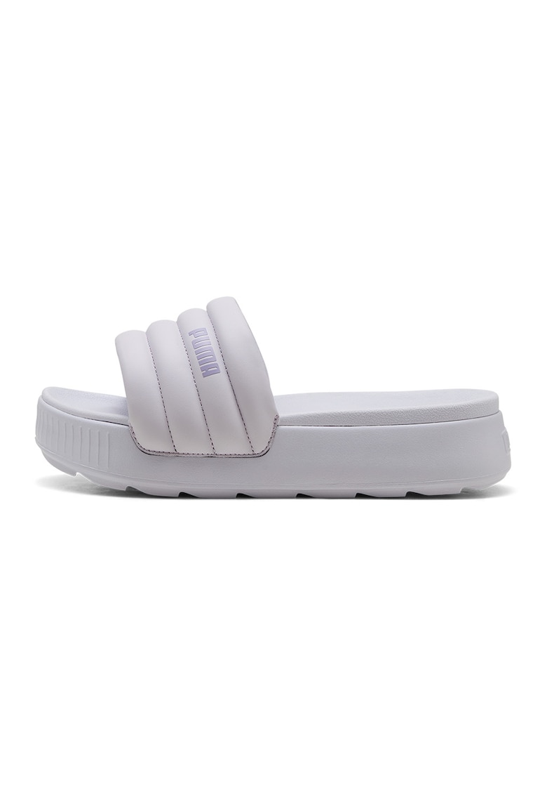 Papuci flatform cu aspect pufos Karmen - Alb murdar