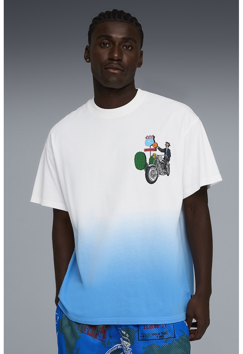 Tricou de bumbac pentru baschet The ATW Dylan - Alb/Bej/Albastru deschis