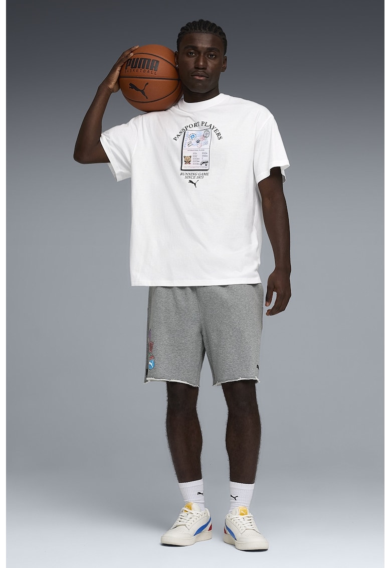 Tricou de bumbac pentru baschet The ATW Dylan - Alb/Negru/Albastru deschis