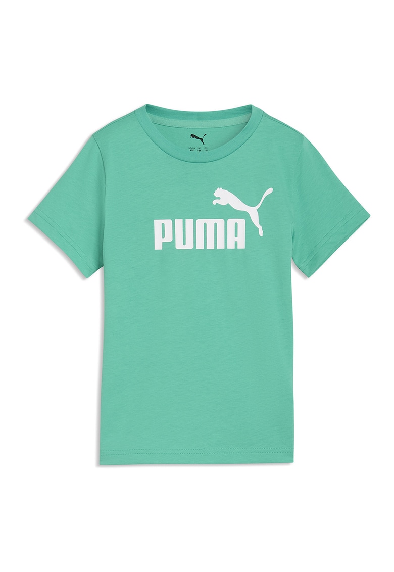Tricou cu imprimeu logo si decolteu la baza gatului - Verde menta