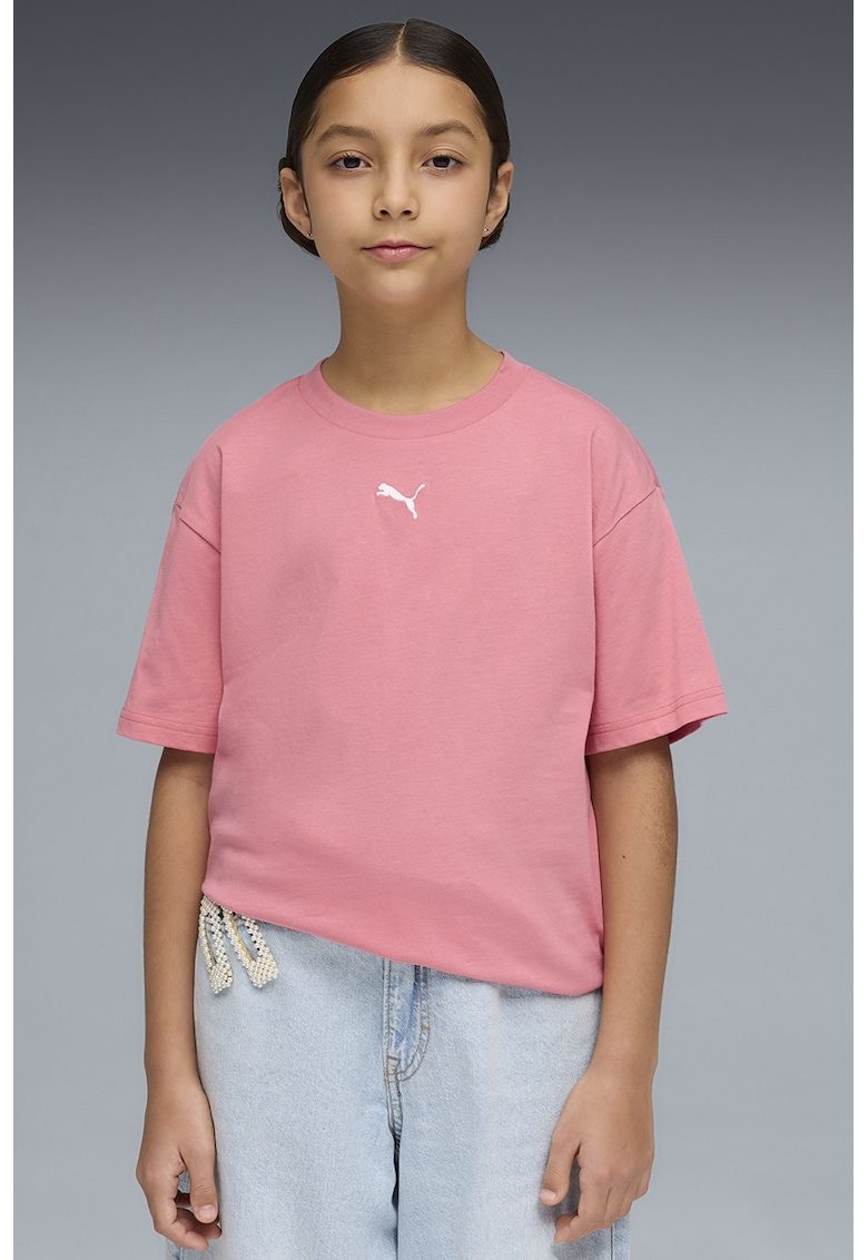 Tricou cu imprimeu logo Essentials - Roz somon