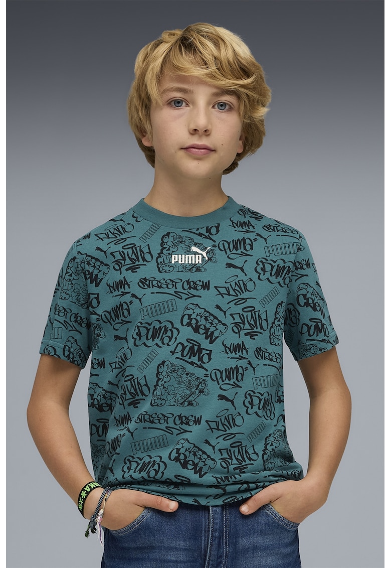 Tricou cu logo - Negru - Verde persan -