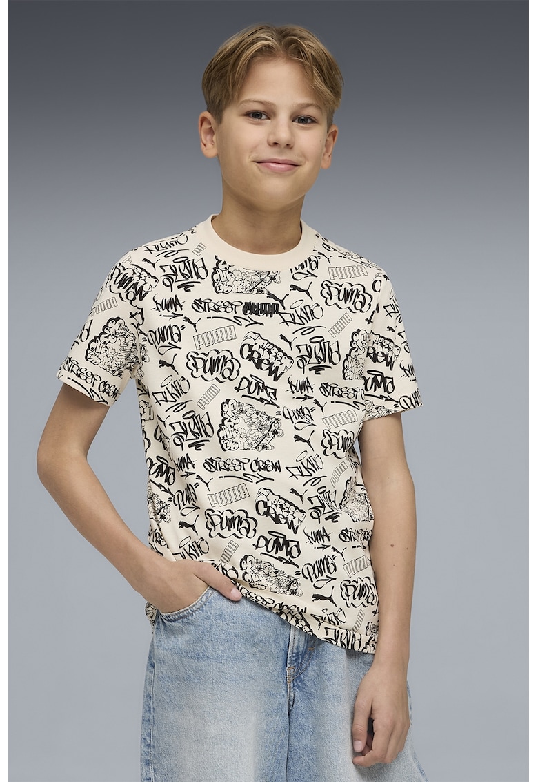 Tricou cu logo - Negru/Bej deschis